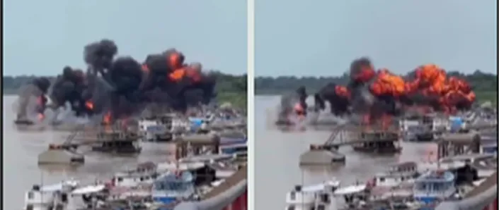 PF E IMCBIO CAUSAM DESTRUIÇÃO - Operação da PF no Rio Madeira destrói balsas de garimpo, matam peixes e geram revolta 
